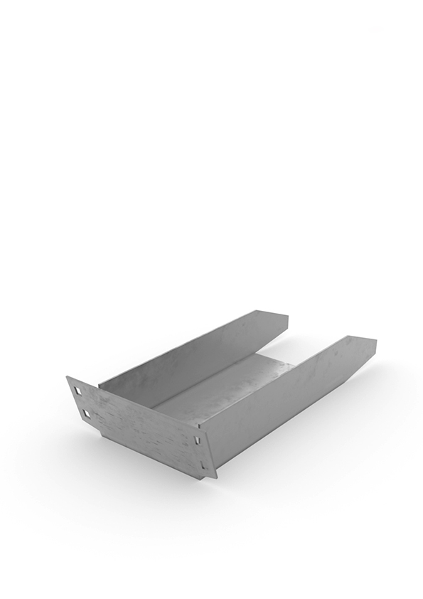 Formed metal tray with raised sides and fixing openings